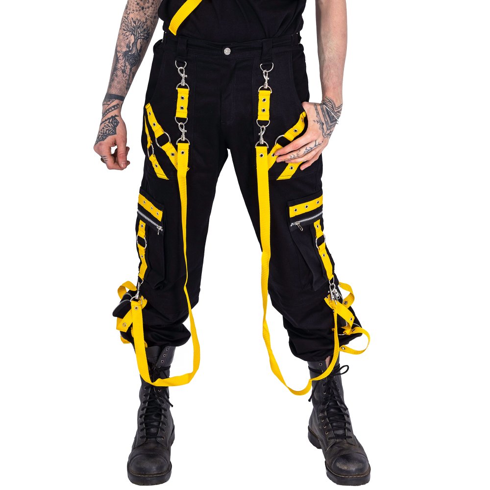 Poizen Industries - VORTEX Pantalon large - Noir/Jaune